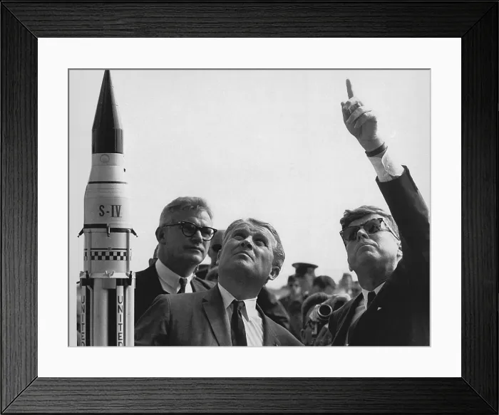 Framed Print : Wernher von Braun explains the Saturn Launch System to President John Kennedy. Nov. 16, 1963 Framed Print : Wernher von Braun explains the Saturn Launch System to President John Kennedy. Nov. 16, 1963