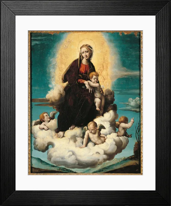 Framed Print : Madonna and Child with Angels, by Unknown Artist, 16th Century, - Italy, Lombardy, Milan, Brera art gallery. All