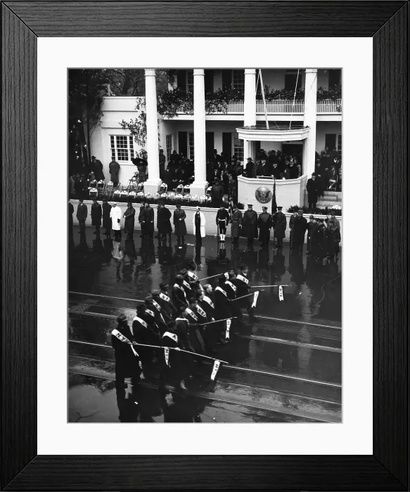 Framed Print : Franklin Roosevelt watches the Inaugural Parade from White House. Jan. 20, 1937. (BSLOC_2013_5_127)