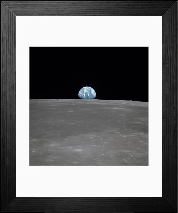 Framed Print : Apollo 11 Earth rise over the Moon. Earth on the horizon in the Mare Smythii Region of the Moon. Image 3 of a NASA sequence of 18. July 20, 1969 Framed Print : Apollo 11 Earth rise over the Moon. Earth on the horizon in the Mare Smythii Region of the Moon. Image 3 of a NASA sequence of 18. July 20, 1969