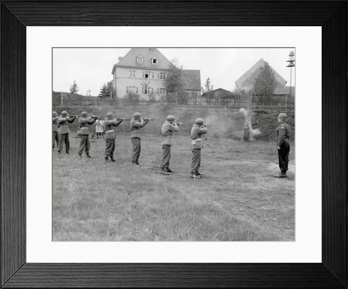 Framed Print : U.S. Army firing squad executed Richard Jarozik in Kitzingen, Germany, April 23, 1945. Jarozik acted as a Nazi spy behind the front lines of the U.S