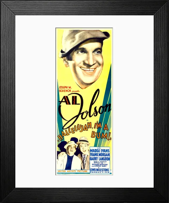 Framed Print : HALLELUJAH I'M A BUM, top: Al Jolson, bottom from left: Al Jolson, Harry Langdon, 1933