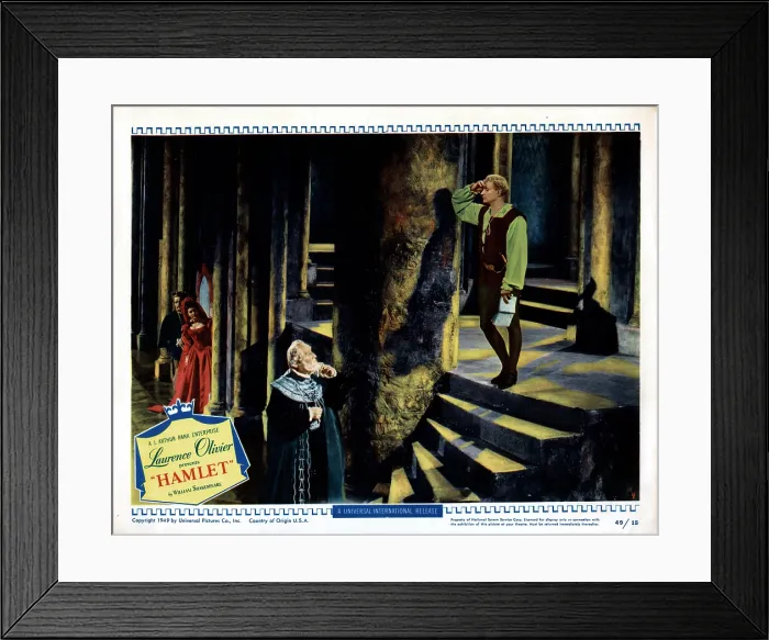 Framed Print : HAMLET, from left, Basil Sydney, Eileen Herlie, Felix Aylmer, Laurence Olivier, 1948