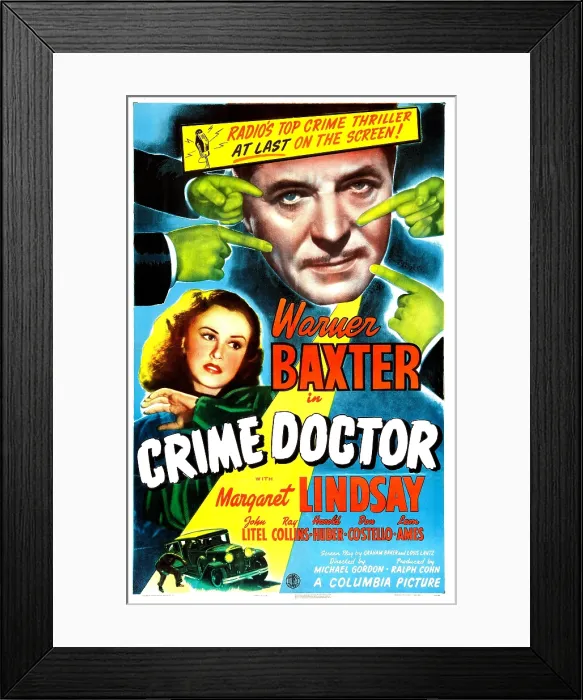 Framed Print : THE CRIME DOCTOR, US poster, Warner Baxter, Margaret Lindsay, 1943 Framed Print : THE CRIME DOCTOR, US poster, Warner Baxter, Margaret Lindsay, 1943