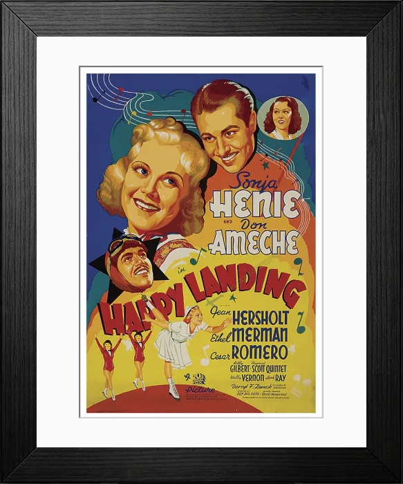Framed Print : HAPPY LANDING, top from left: Cesar Romero, Sonja Henie, Don Ameche, Ethel Merman, bottom: Sonja Henie, 1938, TM and Copyright 20th Century Fox Film Corp Framed Print : HAPPY LANDING, top from left: Cesar Romero, Sonja Henie, Don Ameche, Ethel Merman, bottom: Sonja Henie, 1938, TM and Copyright 20th Century Fox Film Corp