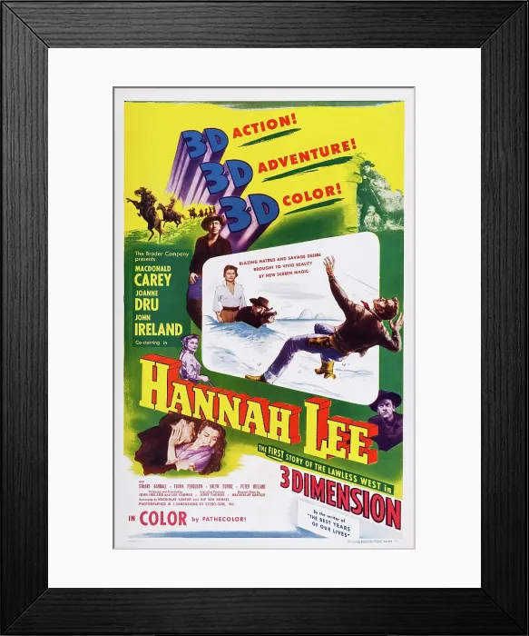 Framed Print : HANNAH LEE: AN AMERICAN PRIMITIVE, (aka HANNAH LEE, aka OUTLAW TERRITORY, reissue title), US poster art, John Ireland, (lower right), Joanne Dru, (bottom left), 1953 Framed Print : HANNAH LEE: AN AMERICAN PRIMITIVE, (aka HANNAH LEE, aka OUTLAW TERRITORY, reissue title), US poster art, John Ireland, (lower right), Joanne Dru, (bottom left), 1953