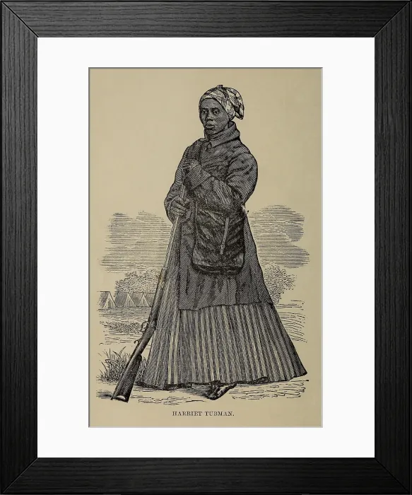 Framed Print : Harriett Tubman, depicted as a scout and spy with the Union Army during the Civil War Framed Print : Harriett Tubman, depicted as a scout and spy with the Union Army during the Civil War