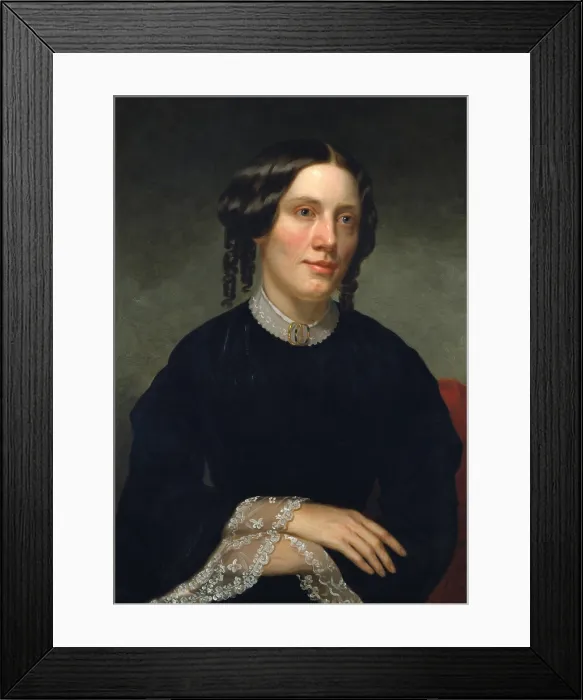 Framed Print : Harriet Beecher Stowe in 1853, a year after she published UNCLE TOMS CABIN. Portrait painted by Alanson Fisher (BSLOC_2018_5_38)