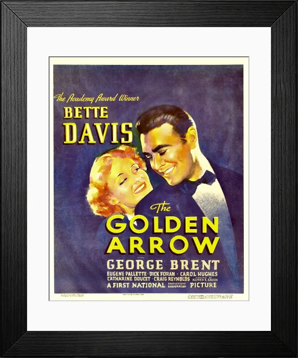 Framed Print : THE GOLDEN ARROW, from left: Bette Davis, George Brent on window card, 1936 Framed Print : THE GOLDEN ARROW, from left: Bette Davis, George Brent on window card, 1936