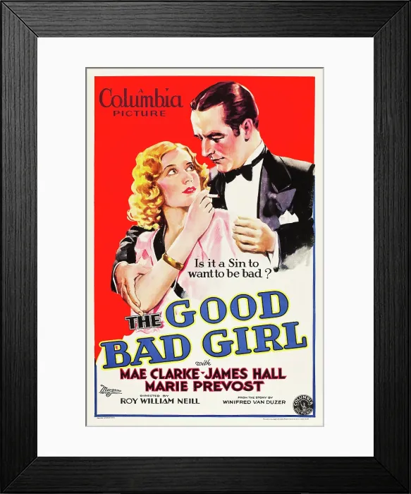 Framed Print : THE GOOD BAD GIRL, from left on US poster art: Mae Clarke, James Hall, 1931 Framed Print : THE GOOD BAD GIRL, from left on US poster art: Mae Clarke, James Hall, 1931