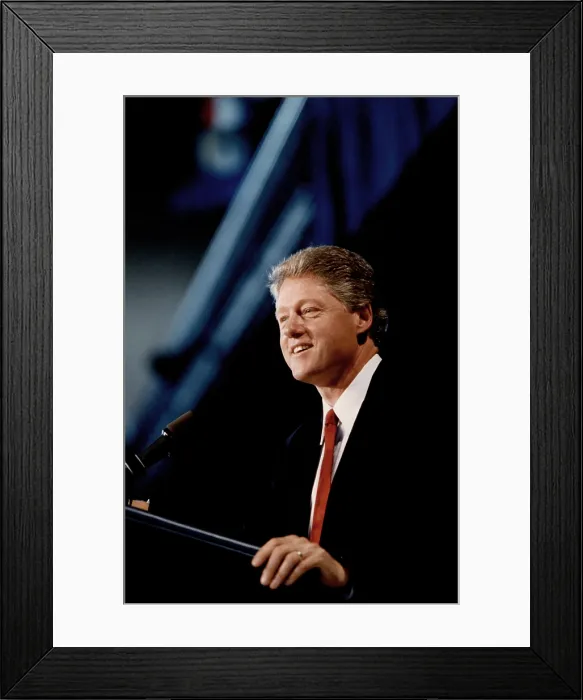 Framed Print : President Bill Clinton addresses US Naval Academy midshipmen at Annapolis, Maryland, April 1, 1993