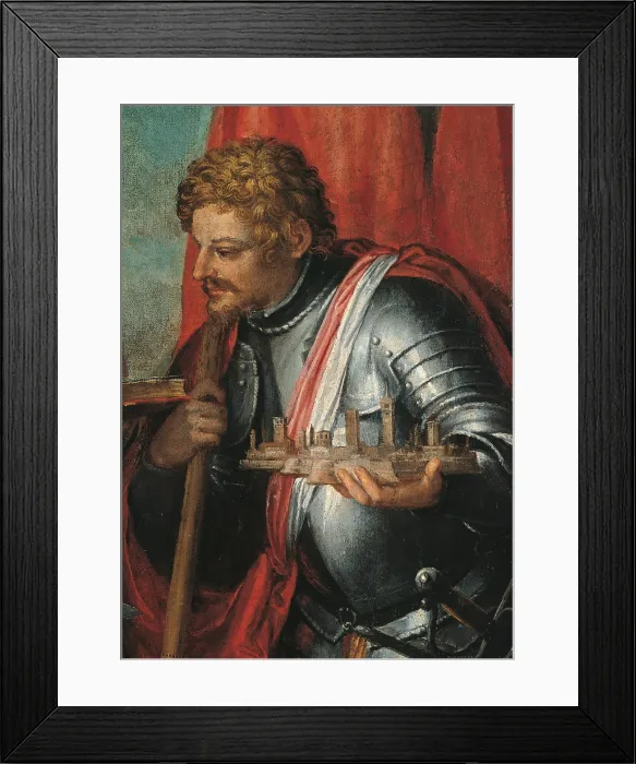 Framed Print : Saints Prosdocimus, Liberal and Jerome, by Giacomo Lauro knows as Giacomo da Treviso, 16th Century, oil on canvas, - Italy, Lombardy, Milan, Brera Art Gallery. Detail