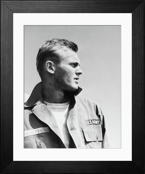 Framed Print : THE GIRL HE LEFT BEHIND, Tab Hunter on set, 1956