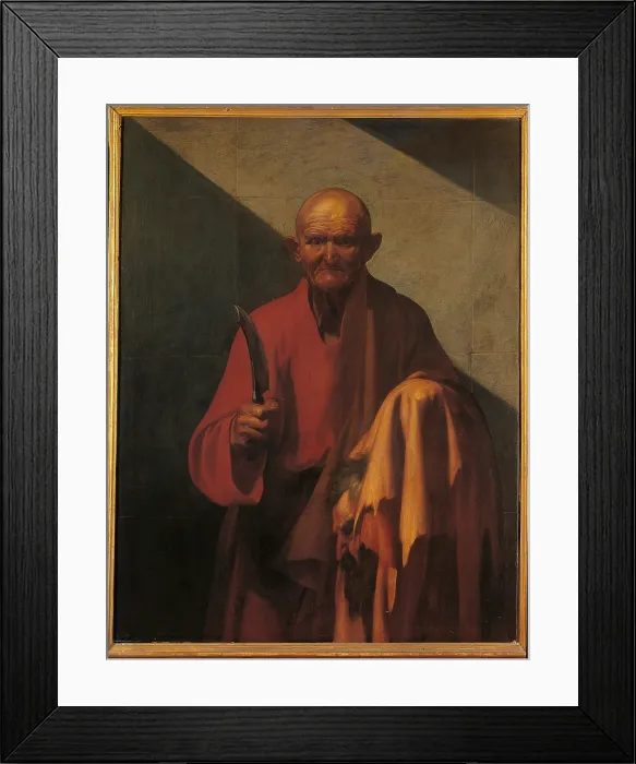 Framed Print : St Bartholomew, by Unknown Artist, 17th Century, oil on canvas, - Italy, Tuscany, Florence, Longhi Foundation. Full view