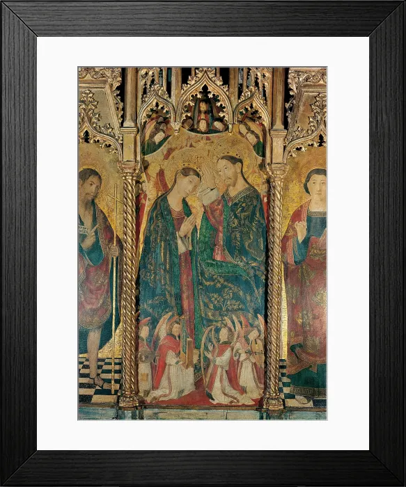 Framed Print : Coronation of the Virgin, by Maestro del Polittico di Corleone, 15th Century, wood, - Italy, Sicily, Palermo, Palazzo Abatellis, Region Gallery of Sicily