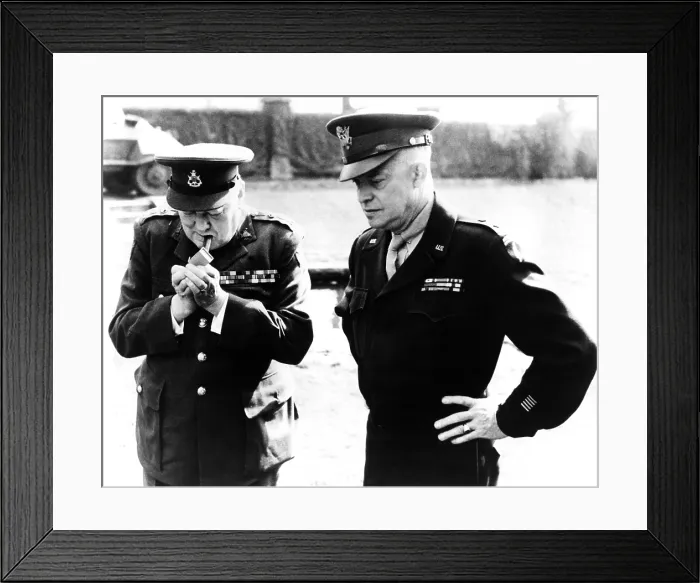 Framed Print : Winston Churchill and Dwight Eisenhower at the Allied Headquarters in Reims, France, March 1945