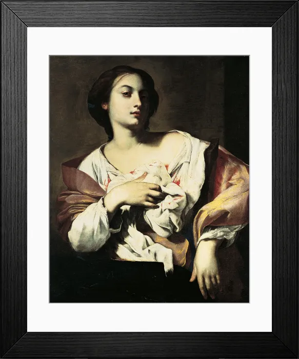 Framed Print : St Agatha, by Francesco Guarino, 1640 about, 17th Century, oil on canvas, cm 87 x 72 - Italy, Campania, Naples, San Martino National Museum. All