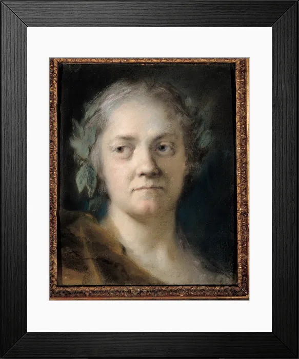 Framed Print : Carriera Rosalba, Self-portrait, 1746, 18th Century, pasta on cerulean paper, Italy, Veneto, Venice