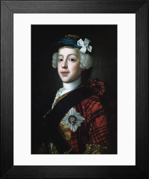 Framed Print : Prince Charles Edward Stuart, by William Mosman, 1738-1745, 18th Century, oil on canvas, 76.2 x 63.8 cm - United Kingdom, Edinburgh, National Gallery of Scotland