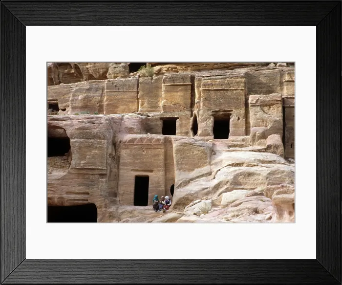 Framed Print : Necropolis, 10th Century a.C. - Jordan, Petra. Detail. The necropolis, made of grave buildings excavated in the rocky side Framed Print : Necropolis, 10th Century a.C. - Jordan, Petra. Detail. The necropolis, made of grave buildings excavated in the rocky side