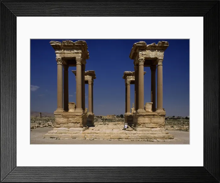 Framed Print : Tetrapylon, 2nd Century b.C. marble and rose granite - Syria, Palmyra. Whole building