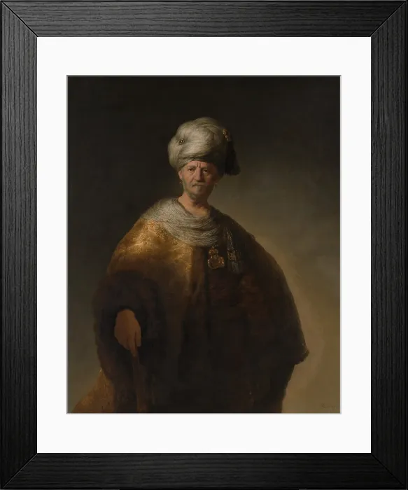 Framed Print : MAN IN AN ORIENTAL COSTUME, by Rembrandt, 1632, Dutch painting, oil on canvas