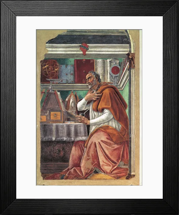 Framed Print : St Augustine in His Cell, by Sandro Filipepi Known as Botticelli, 1480, 15th Century, detached fresco, cm 152 x 112 - Italy, Tuscany, Florence, Ognissanti church. All