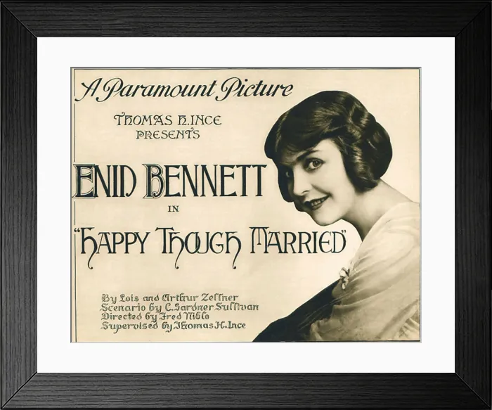 Framed Print : HAPPY THOUGH MARRIED, Enid Bennett on title lobbycard, 1919