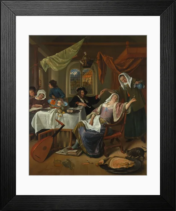 Framed Print : THE DISSOLUTE HOUSEHOLD, by Jan Steen, 1663-64, Dutch painting, oil on canvas