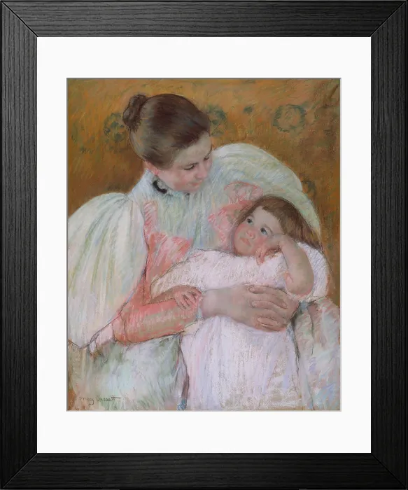 Framed Print : Nurse and Child, by Mary Cassatt, 1896-7, French impressionist painting, oil on canvas. Cassatts pastel techniques were influenced by those of her friend Degas (BSLOC_2017_3_135) Framed Print : Nurse and Child, by Mary Cassatt, 1896-7, French impressionist painting, oil on canvas. Cassatts pastel techniques were influenced by those of her friend Degas (BSLOC_2017_3_135)