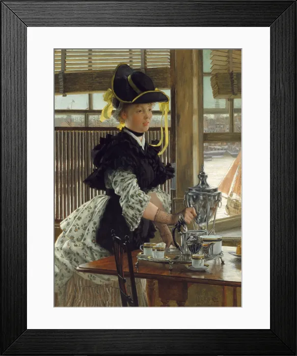 Framed Print : Tea, by James Tissot, 1872, French realist, impressionistic, painting, oil on canvas