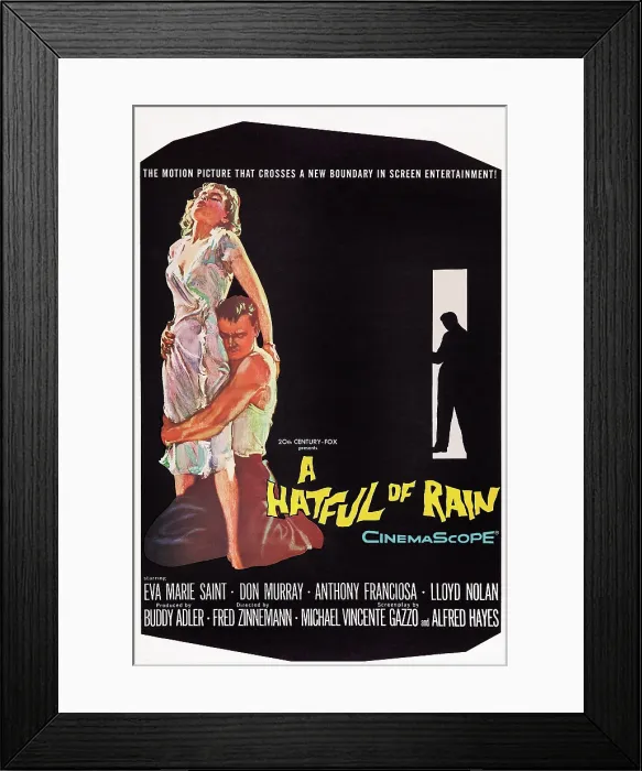 Framed Print : A HATFUL OF RAIN, US poster art, 1957. TM and Copyright 20th Century-Fox Film Corp. All Rights Reserved / courtesy Everett Collection Framed Print : A HATFUL OF RAIN, US poster art, 1957. TM and Copyright 20th Century-Fox Film Corp. All Rights Reserved / courtesy Everett Collection