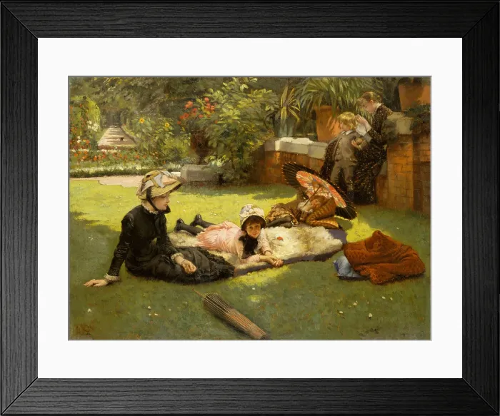 Framed Print : In Full Sunlight (En plein soleil), by James Tissot, 1881, French realist, impressionistic, oil painting. In Tissots garden in St. Johns Wood, London Framed Print : In Full Sunlight (En plein soleil), by James Tissot, 1881, French realist, impressionistic, oil painting. In Tissots garden in St. Johns Wood, London