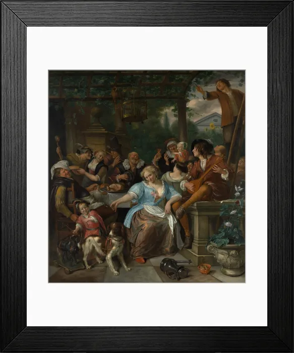 Framed Print : MERRY COMPANY ON A TERRACE, by Jan Steen, 1670, Dutch painting, oil on canvas. Steen was the model for the inebriated innkeeper on the left Framed Print : MERRY COMPANY ON A TERRACE, by Jan Steen, 1670, Dutch painting, oil on canvas. Steen was the model for the inebriated innkeeper on the left