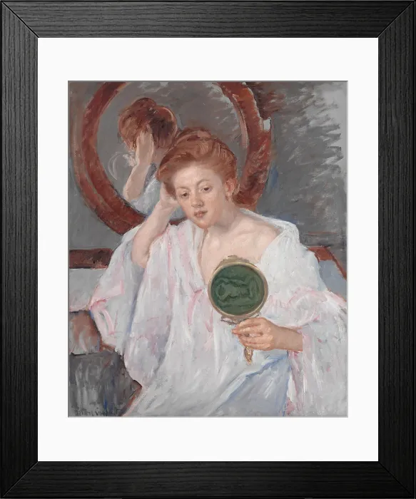 Framed Print : Denise at Her Dressing Table, by Mary Cassatt, 1908-9, French impressionist painting, oil on canvas