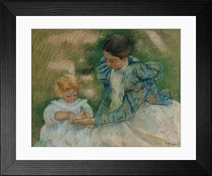 Framed Print : Mother Playing with Child, by Mary Cassatt, 1897, Impressionist pastel painting, on paper