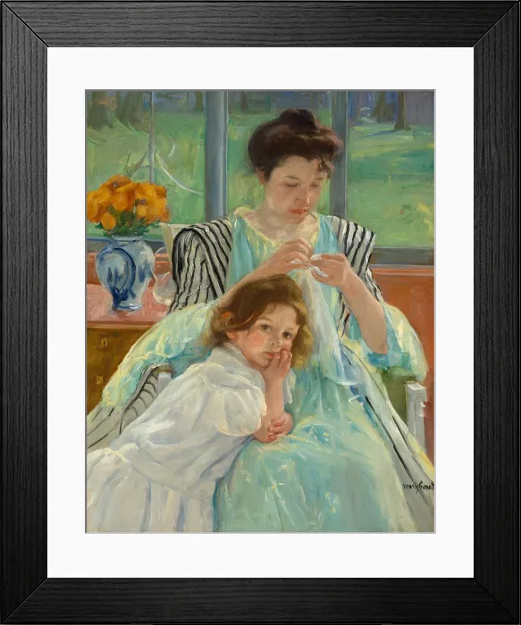 Framed Print : Young Mother Sewing, by Mary Cassatt, 1900, French impressionist painting, oil on canvas Framed Print : Young Mother Sewing, by Mary Cassatt, 1900, French impressionist painting, oil on canvas
