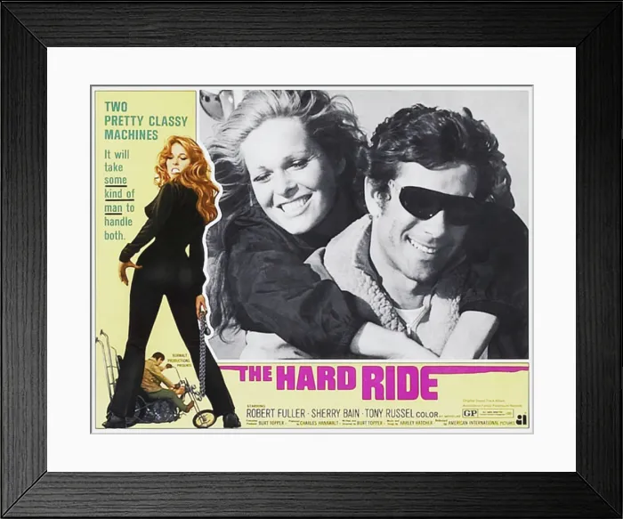 Framed Print : THE HARD RIDE, (from left of large inset): Sherry Bain, Robert Fuller, 1971