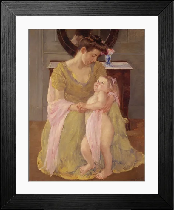 Framed Print : Mother and Child with a Rose Scarf, by Mary Cassatt, 1908, French impressionist oil painting