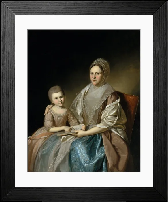 Framed Print : MRS. SAMUEL MIFFLIN AND HER GRAND DAUGHTER, by Charles Willson Peale, 1777-80, American oil painting