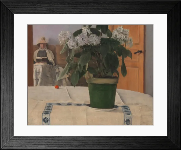 Framed Print : Hortensia, by Fernand Khnopff, 1884, Belgian realist painting, realist, oil on canvas