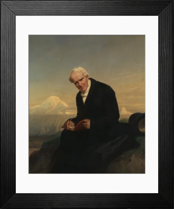 Framed Print : BARON ALEXANDER VON HUMBOLDT, by Julius Schrader, 1859, German painting, oil on canvas. Von Humboldt was one of the most important natural scientists of the 19th century