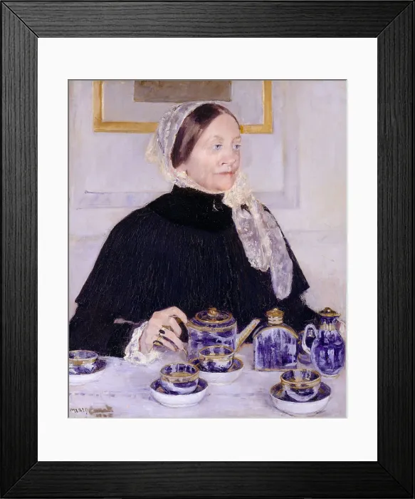 Framed Print : Lady at the Tea Table, by Mary Cassatt, 1883-85, French impressionist painting, oil on canvas