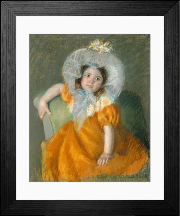 Framed Print : Margot in Orange Dress, by Mary Cassatt, 1902, Impressionist pastel painting, on paper