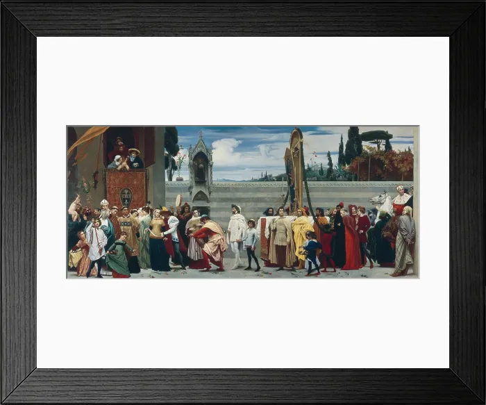 Framed Print : Celebrated Madonna by Cimabue, by Leighton Frederic, 1853 - 1855, 19th Century, oil on canvas, 222 x 521 cm - Great Britain, London, The National Gallery. Whole artwork view
