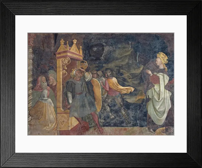Framed Print : The Miracle of the Wheel, by the Master of the Saga of Carpi, 1420 - 1440, 15th Century, fresco - Italy, Emilia Romagna, Carpi, church of Santa maria in Castello