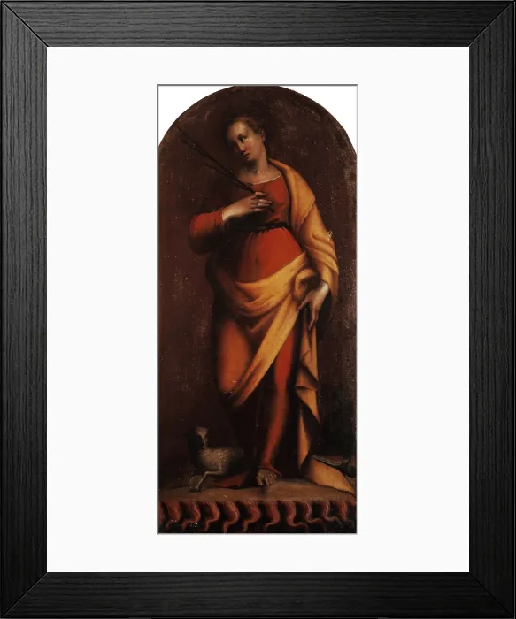 Framed Print : Saint Agnes, by Barbara Longhi, 1650, 17th Century, oil on canvas, 169x78, 5 cm. - Italy, Emilia Romagna, Ravenna, parsonage of the Cathedral. Whole artwork view