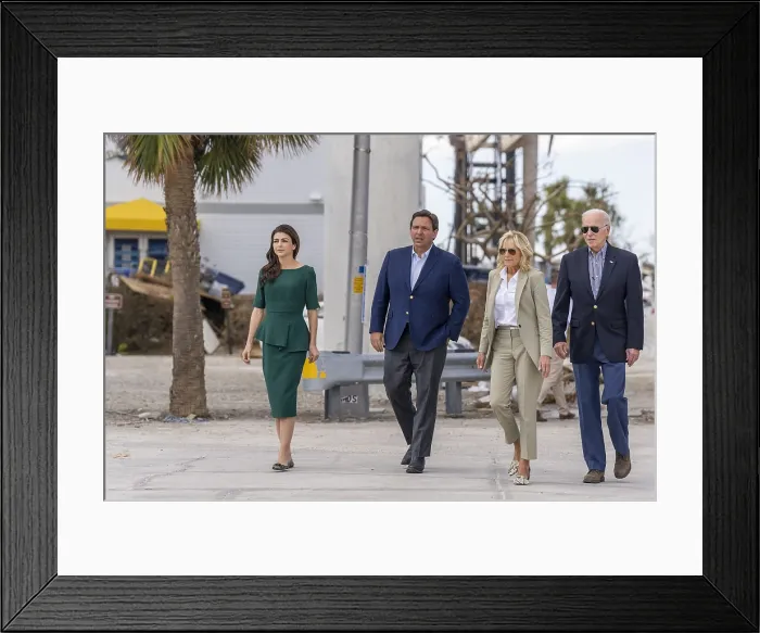 Framed Print : President Joe Biden and First Lady Jill Biden arrive with Florida Gov
