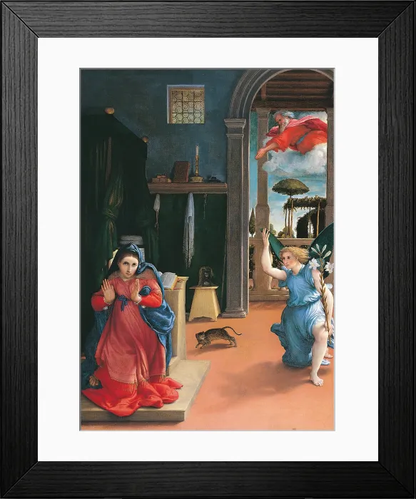 Framed Print : Recanati Annunciation (Annunciazione), by Lorenzo Lotto, 1532, 16th Century, oil on canvas, 166 x 114 cm - Italy, Marche, Recanati, Pinacoteca Civica Villa Colloredo Mels. Detail