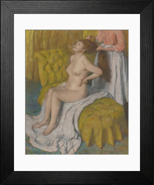 Framed Print : Woman Having Her Hair Combed, by Edgar Degas, 1886-88, French impressionist pastel drawing